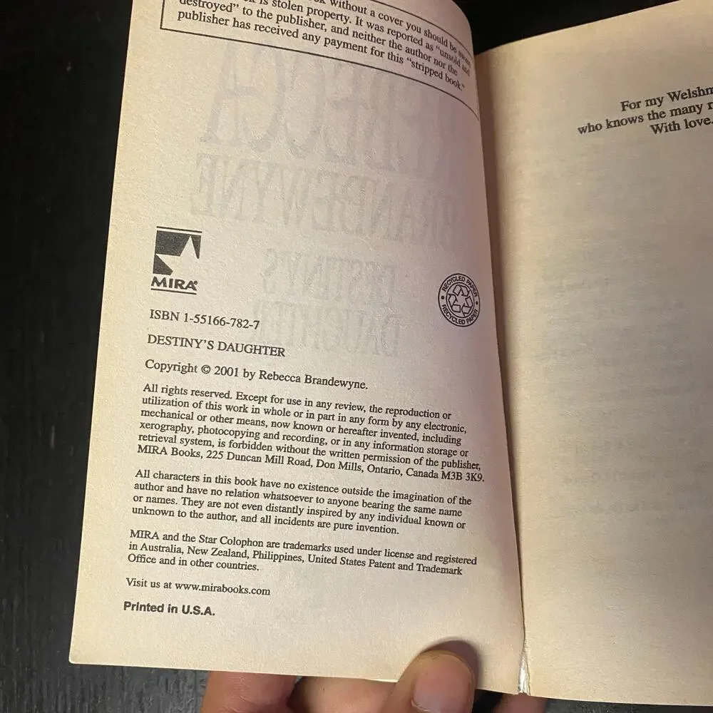 Destiny's Daughter by Rebecca Brandewyne (2001, Mass Market)